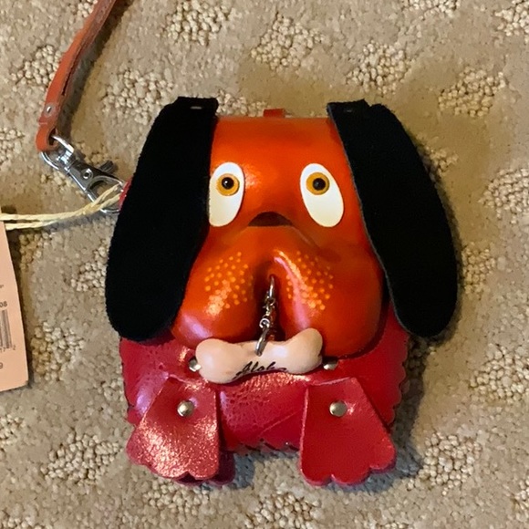 Accessories - NEW Leather Dog Coin Purse Wristlet w Strap